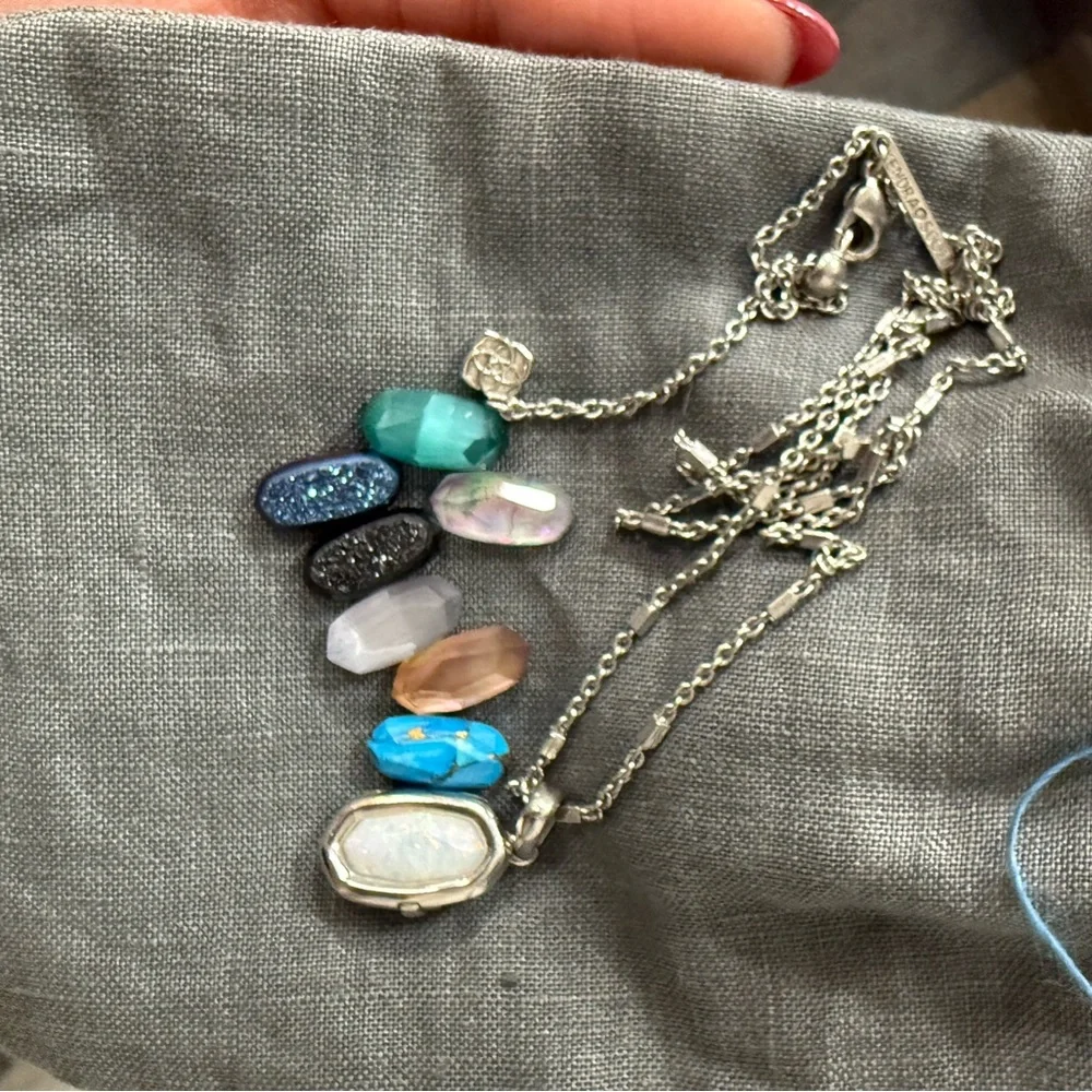 Kendra Scott Silver Necklace with Iridescent Pendant - Picture 4 of 5